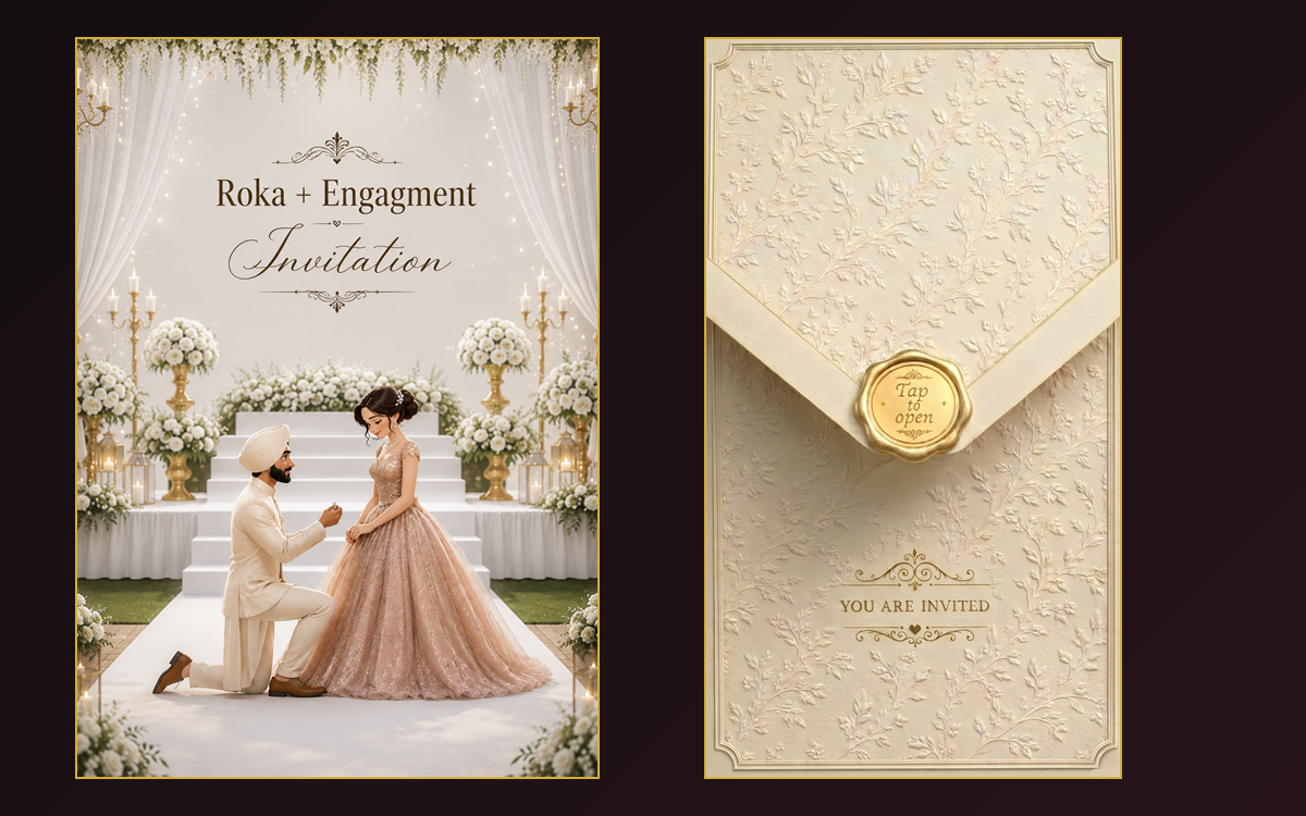 Navneet & Daman — Royal Engagement & Roka Digital Invitation